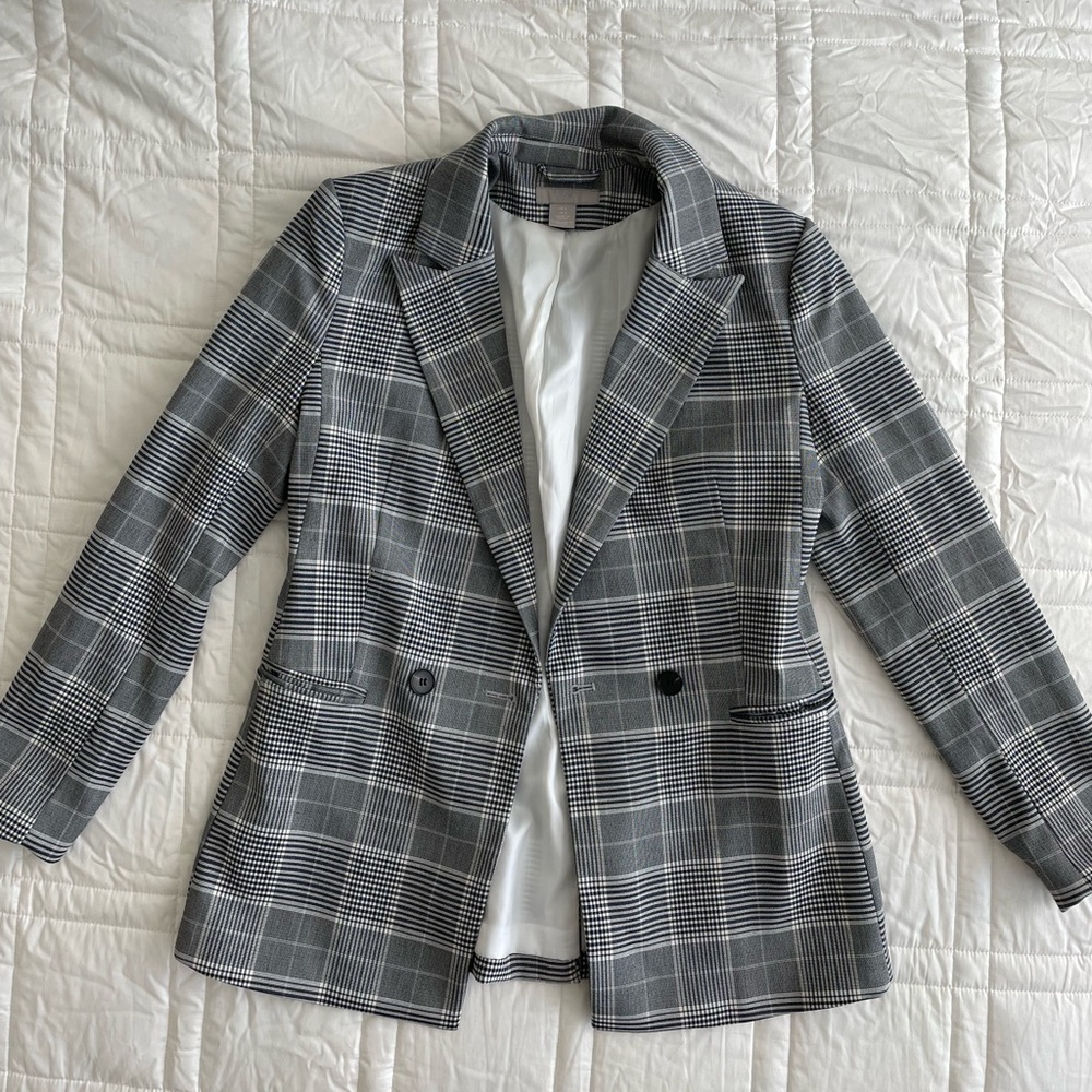 H&M Gray plaid blazer Size 4